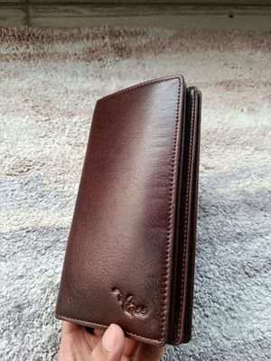 Genuine long Leather wallet with zipper
