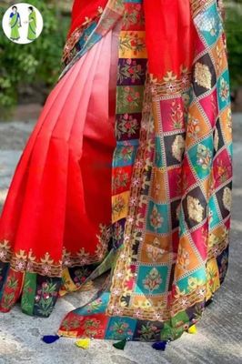Stone and Digital Print Sharee with Blouse Piece_img_1