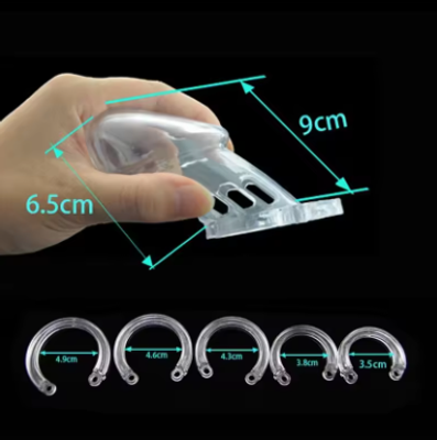 Chastity Cage Male Sex Toys Small/Standard Male Chastity Device Cock Cage with 5 Size Rings Brass Lock Locking Erotic Urethral_img_1