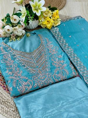 Semi –Embroidery & Sequence Work Party dress_img_3