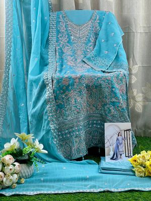 Semi –Embroidery & Sequence Work Party dress_img_18