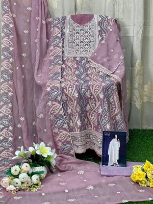 Semi –Embroidery & Sequence Work Party dress_img_8
