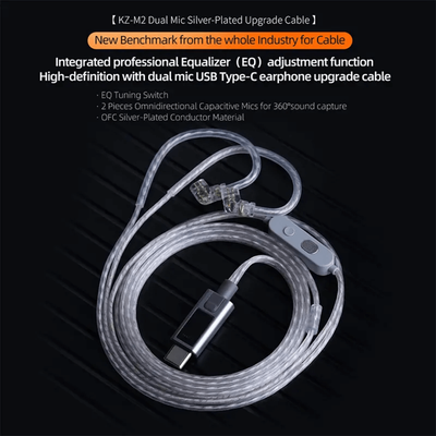 KZ M2 Dual Mic EQ Tuning Switch Silver Plated Type C Cable_img_0