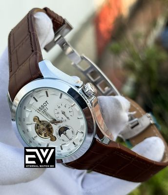 TISSOT 3 CHRONO WITH AUTOMATIC BROWN BELT WHITE DIAL SILVER CASE_img_2
