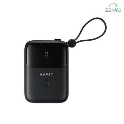HAVIT PB5215 10000mAh Display Power Bank With Usb-C & Lightning Cable – Black_img_1