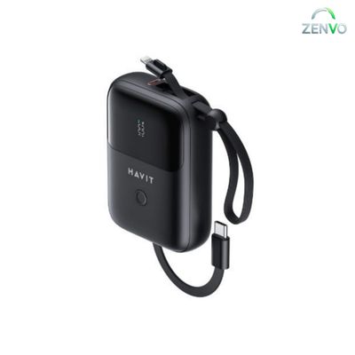 HAVIT PB5215 10000mAh Display Power Bank With Usb-C & Lightning Cable – Black_img_2