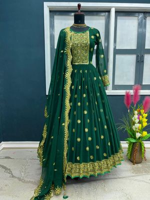 রেডিমেড জর্জেট এমব্রয়ডারি পার্টি ড্রেস_img_5
