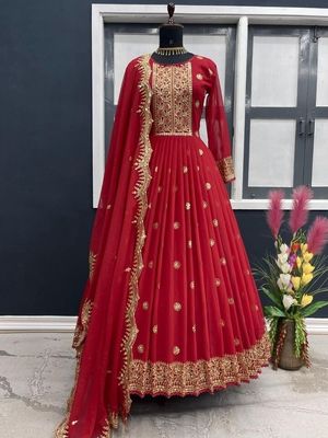 রেডিমেড জর্জেট এমব্রয়ডারি পার্টি ড্রেস_img_7