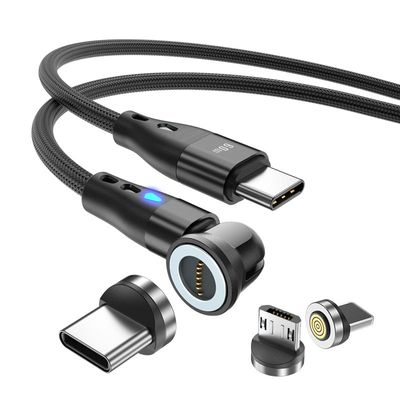 3-in-1 540° Rotating Magnetic Charging Cable – Type-C, iPhone & Micro USB Compatible_img_1