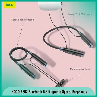 Hoco ES62 Pretty Dual Play Mode Wireless Bluetooth V5.3 Neckband Headsetss with Powerful Bass / Music Time 120 Hours_img_2