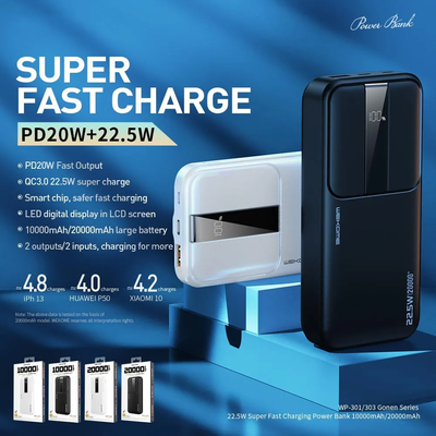 WEKOME WP-301 Gonen Series 10000mAh LED Display Fast Charging Power Bank_img_0