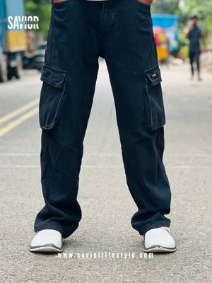 Black Color 6 Pocket Baggy Pant_img_4