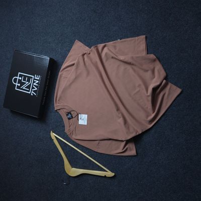 Solid (Mocha Mousse) Premium Oversized Drop Shoulder T-shirt (WITHOUT BOX)_img_0
