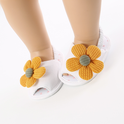 Baby Girls Fabric Non-Slip First Walkers Flat Sole Sunflower Sandals (0-15 months)_img_4