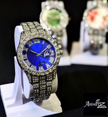 Full Iced Hip Hop Watch Blue Dial_img_1