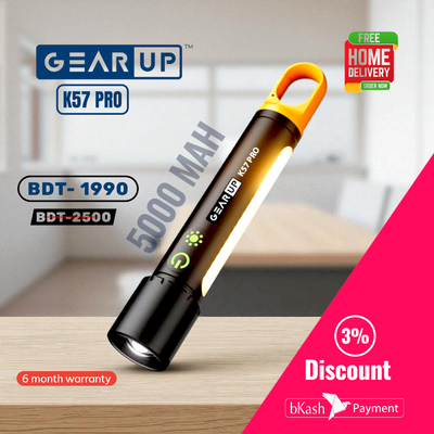 GearUP K57 PRO Flashlight (5000mah)