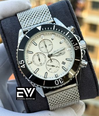 BOSS SILVER MASH CHAIN BLACK CASE WHITE DIAL_img_0