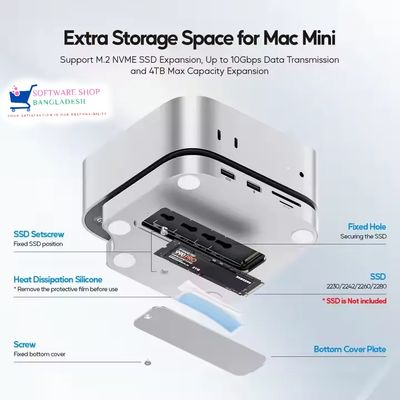 PULWTOP Mac mini M4/M4 Pro Hub Stand Dock with External Storage Upgrade M.2 SSD Enclosure(SSD NOT Included)_img_1