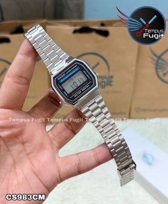 Casio 1572 A168 AAA Grade Unisex Watch- Black Dial- Silver Bezel- Silver Chain- TF Code CS983CM_img_1