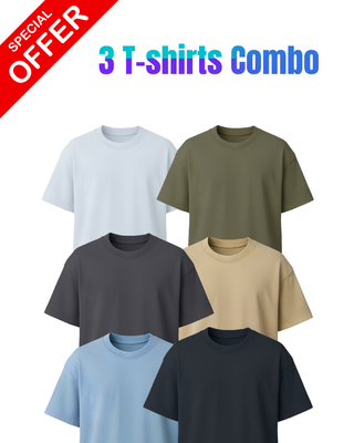3 Oversized T-shirts Combo - Free Delivery