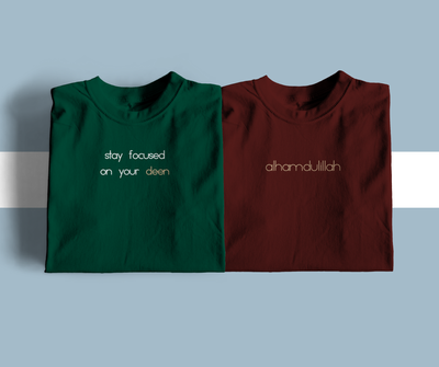 Stay Focused + Alhamdulillah Premium Cotton T-Shirt Combo Package