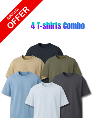 4 Oversized T-shirts Combo - Free Delivery