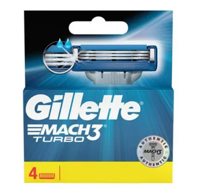 Gillette Mach3 Turbo Manual Shaving Razor Blades 4 Cartridge each_img_0