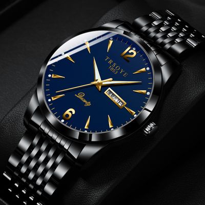 Trsoye 068 Men's Fashion Wristwatch with Custom Strap Design in Black and Blue_img_1