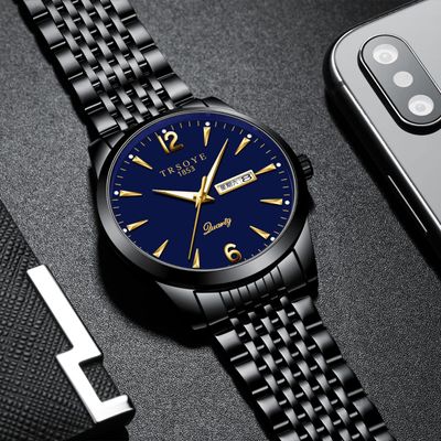 Trsoye 068 Men's Fashion Wristwatch with Custom Strap Design in Black and Blue_img_3