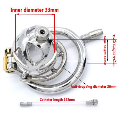 Male Chastity Belt Device Cock Cage Stainless Steel Penis Ring Lock Chastity Cage With Catheter Anti-drop Ring Sex Toys For Men_img_1