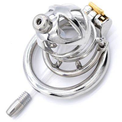 Male Chastity Belt Device Cock Cage Stainless Steel Penis Ring Lock Chastity Cage With Catheter Anti-drop Ring Sex Toys For Men_img_13