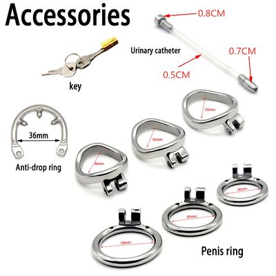 Male Chastity Belt Device Cock Cage Stainless Steel Penis Ring Lock Chastity Cage With Catheter Anti-drop Ring Sex Toys For Men_img_2
