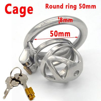 Male Chastity Belt Device Cock Cage Stainless Steel Penis Ring Lock Chastity Cage With Catheter Anti-drop Ring Sex Toys For Men_img_4