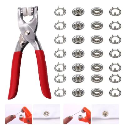 Snap Button Tools Press Studs Pliers Tool 9.5mm Snap Fasteners Tool Kit Hollow and Solid Metal Prong Snaps Buttons Clothing Leather Crafting Sewing Access Baby clothes button DIY Clothes installation Tool_img_7