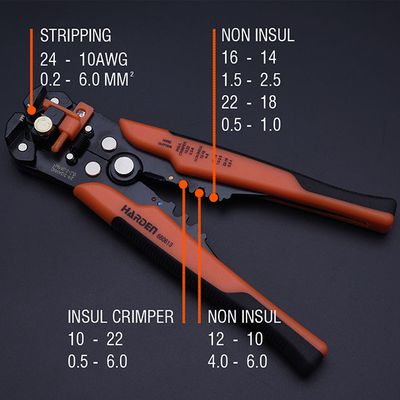 HARDEN 6" Automatic Wire Stripper, 0.2 - 6 mm2,  Automatic Cable Wire Stripper Crimping Plier Self Adjusting Crimper For Electrician Crimping 660613_img_4