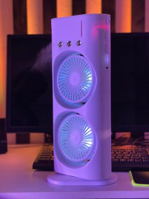 Rechargeable Double Head Portable Mini Air Cooling Mist Fan with Remote_img_1