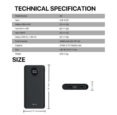 FANTECH S2 PowerBank 10000mAh Slim Mini Type C Micro Dual Output 10W Safe Reli_img_5