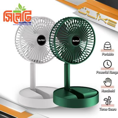 Portable Rechargeable Desk Fan, Folding Fan 3 Speeds Adjustable Height Table Fan with Timer, 2000mAh Rechargeable USB Charging for Home Office Travel_img_3
