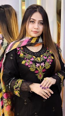 Elegant AC Cotton Three Piece for Women – Computer & Sequence Embroidery Work ✨👗🧵_img_4