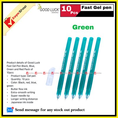 Good Luck Fast Gel Pen Black, Blue, Green and Red Pack of 10pcs_img_3