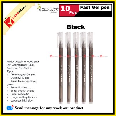 Good Luck Fast Gel Pen Black, Blue, Green and Red Pack of 10pcs_img_4