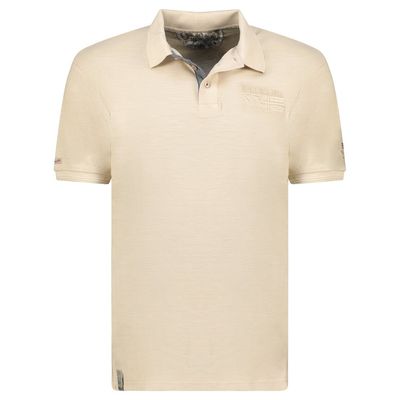 Embroidered polo shirt with flags and beige short sleeves_img_0