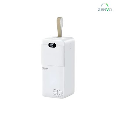 Remax RPP-117 Piloteer Series 50000mAh 27W Fast Charging Power Bank – White Color