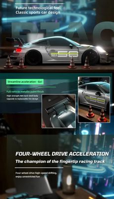 Porsche 911 GT3 RS 4WD RC Drift Car With Tires & Traffic Cones_img_12