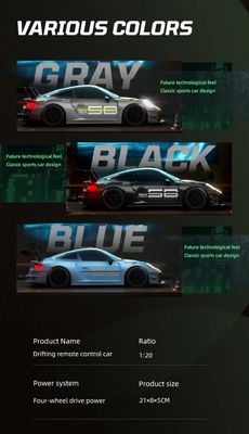 Porsche 911 GT3 RS 4WD RC Drift Car With Tires & Traffic Cones_img_1