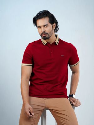 Mens Premium Refined Polo T-shirt-Maroon