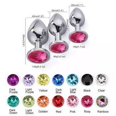 Metal Anal Plug Stainless Steel Butt Plug With Jewelry Colorful Crystal Anus Plug Anal Bead Adults Sex Toys for Women Adult Game_img_5