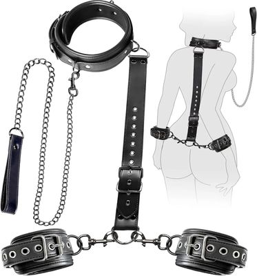 BDSM Bondage Neck to Wrist Restraints Set Leather Kits Sex Bondage Set Sex Games CouplesNeck_img_1