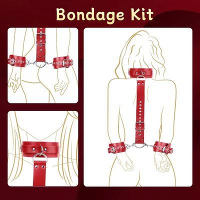 BDSM Bondage Neck to Wrist Restraints Set Leather Kits Sex Bondage Set Sex Games CouplesNeck_img_3