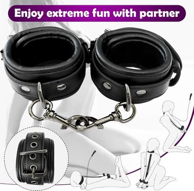 BDSM Bondage Neck to Wrist Restraints Set Leather Kits Sex Bondage Set Sex Games CouplesNeck_img_4